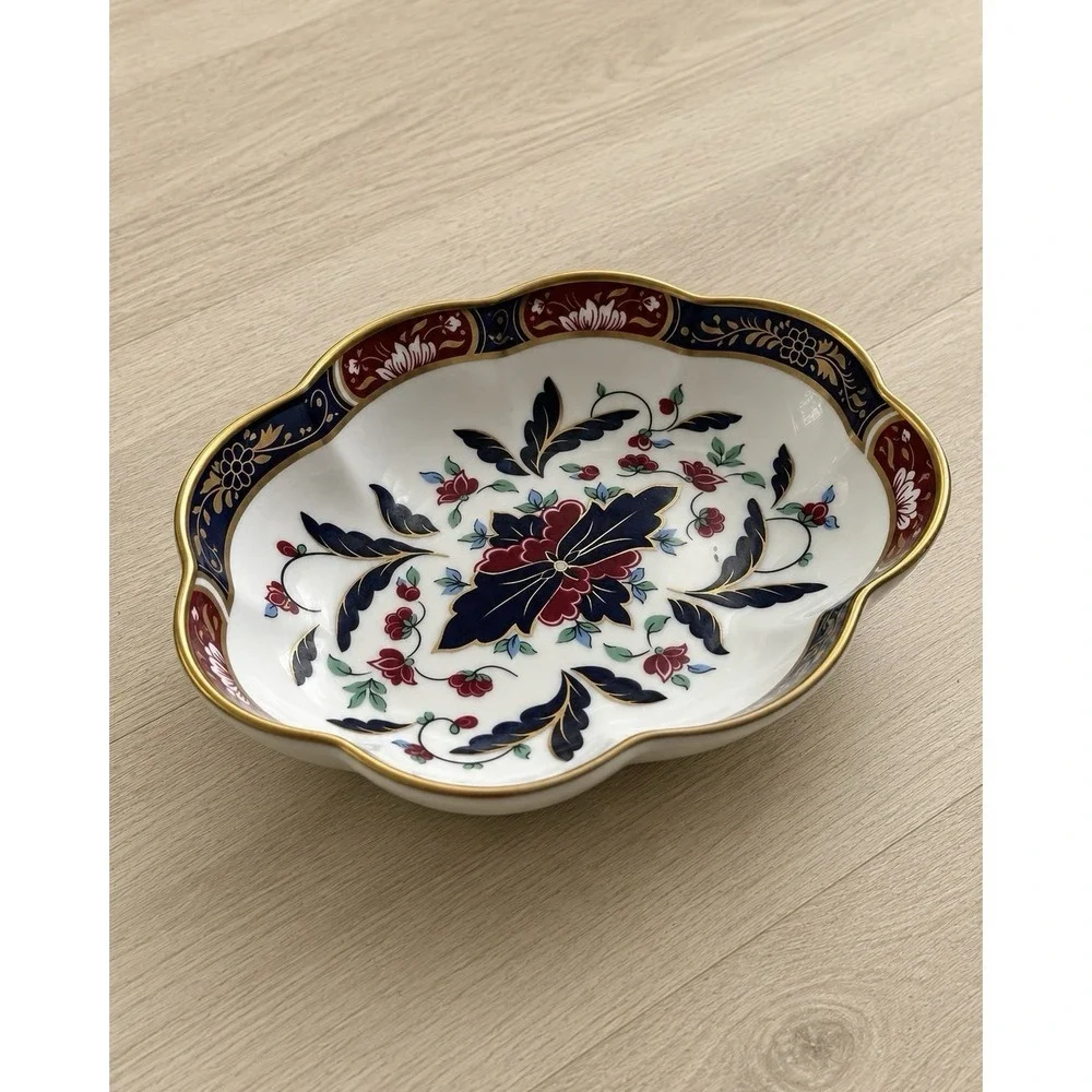 Royal Worcester Prince Regent Trinket Tray Scalloped Oval Dish Gold Trim